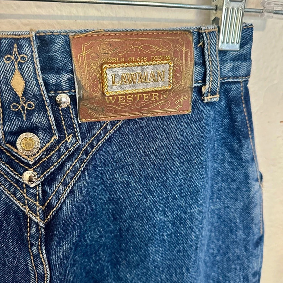 Vintage Western Lawman Jeans embellished rhinestones 80s 90s world class denim - Picture 5 of 7